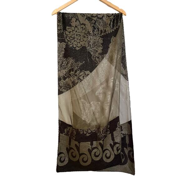 Etro Milano RARE Shimmering Floral Silk Chiffon Black Velvet Reversible Scarf - Picture 7 of 9